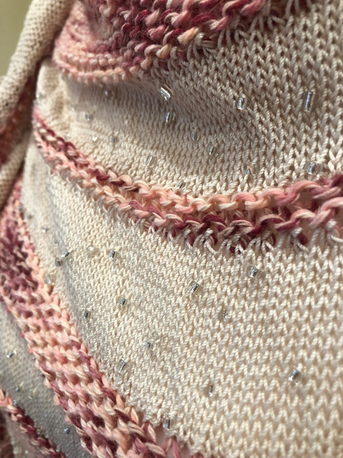 KNITTING PATTERN: Cotton Shimmer Beaded Crescent Shawl Stockinette stitch, garter stitch, easy to learn!